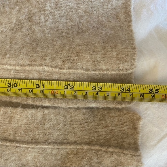 ATM Women’s Wool Blend Open Cardigan Light Beige Size M Long Front Pockets - Picture 6 of 7